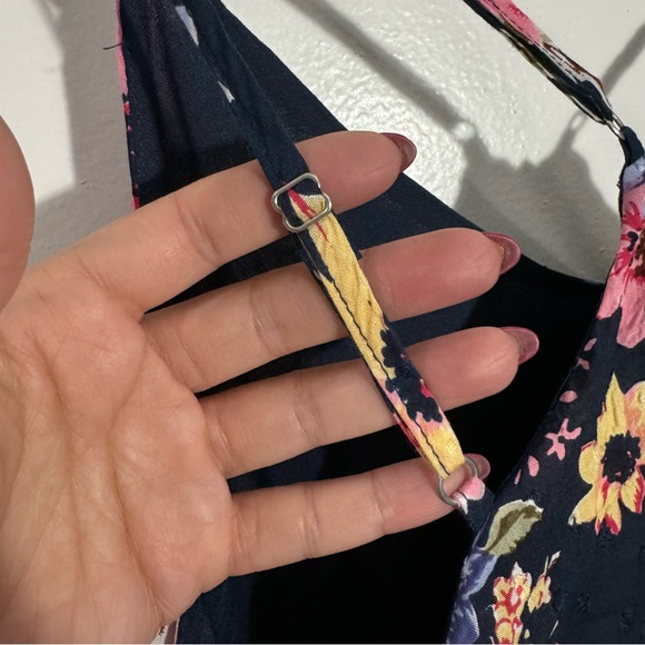 NWT Lulu's Bouquet of‎ Blooms Navy Floral PrintClip Dot Mini Dress Size Large - Picture 9 of 14